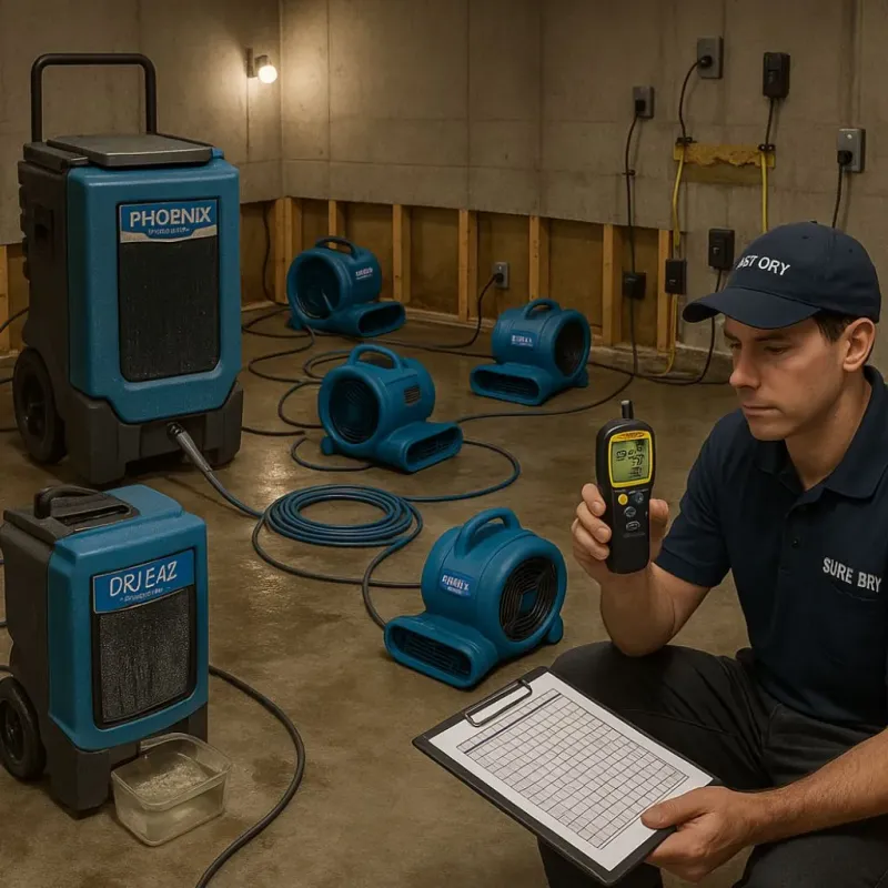Structural Drying and Dehumidification process in Gleason, TN